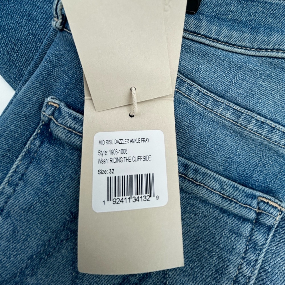 NWT $238 MOTHER Mid Rise Dazzler Ankle Fray Riding The Cliffside - Picture 5 of 9